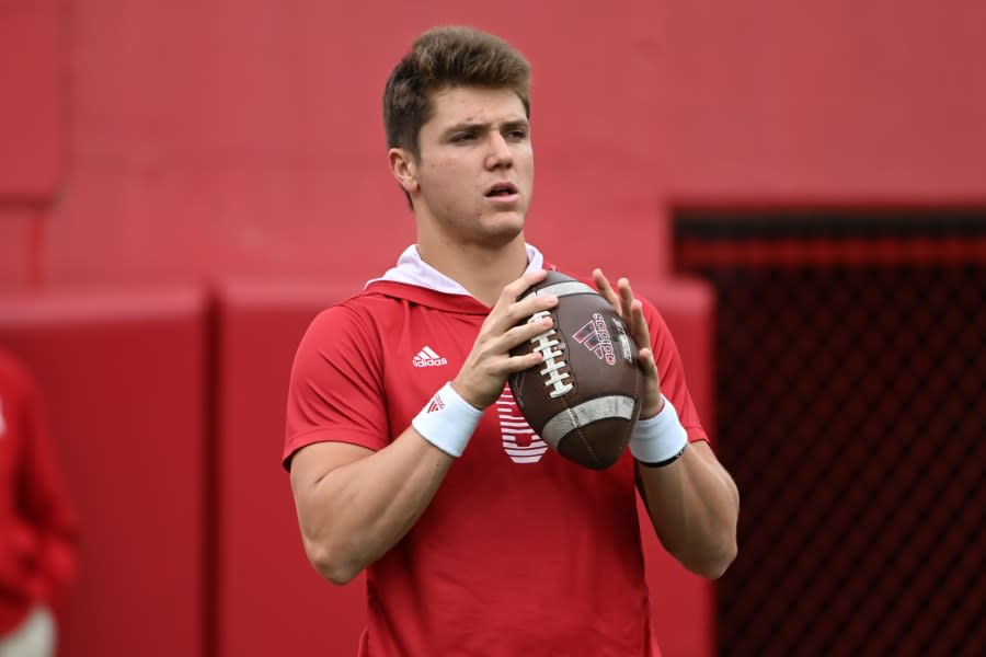 LINCOLN, NE – SEPTEMBER 10: Quarterback Chubba Purdy #6 of the Nebraska Cornhuskers warms up before the game against the Georgia Southern Eagles at Memorial Stadium on September 10, 2022 in Lincoln, Nebraska. (Photo by Steven Branscombe/Getty Images)