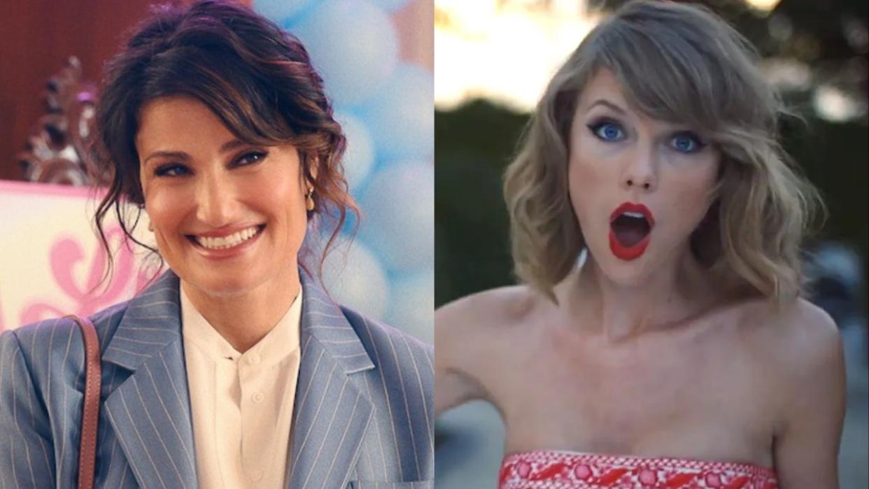  Idina Menzel in You Are So Not Invited to My Bat Mitzvah and Taylor Swift in Blank Space music video. 