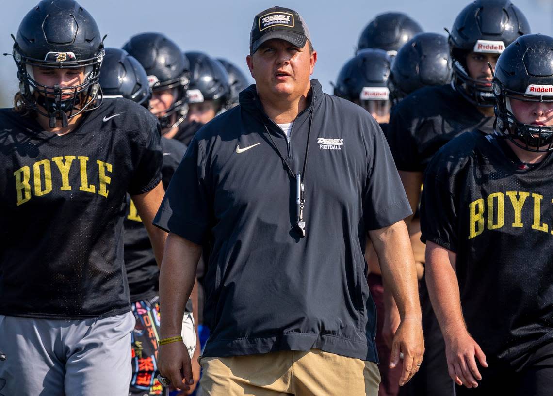 Head coach Justin Haddix has guided Boyle County to four consecutive Class 4A state football championships and has the Rebels poised for a fifth in a row in 2024.