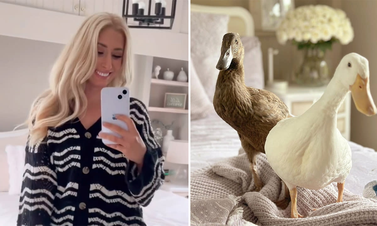 Stacey Solomon put her ducks on the bed. (Instagram)