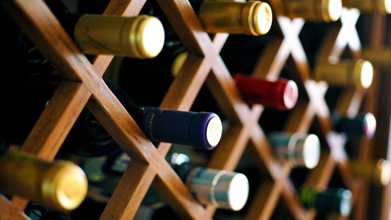 Wine rack with bottles