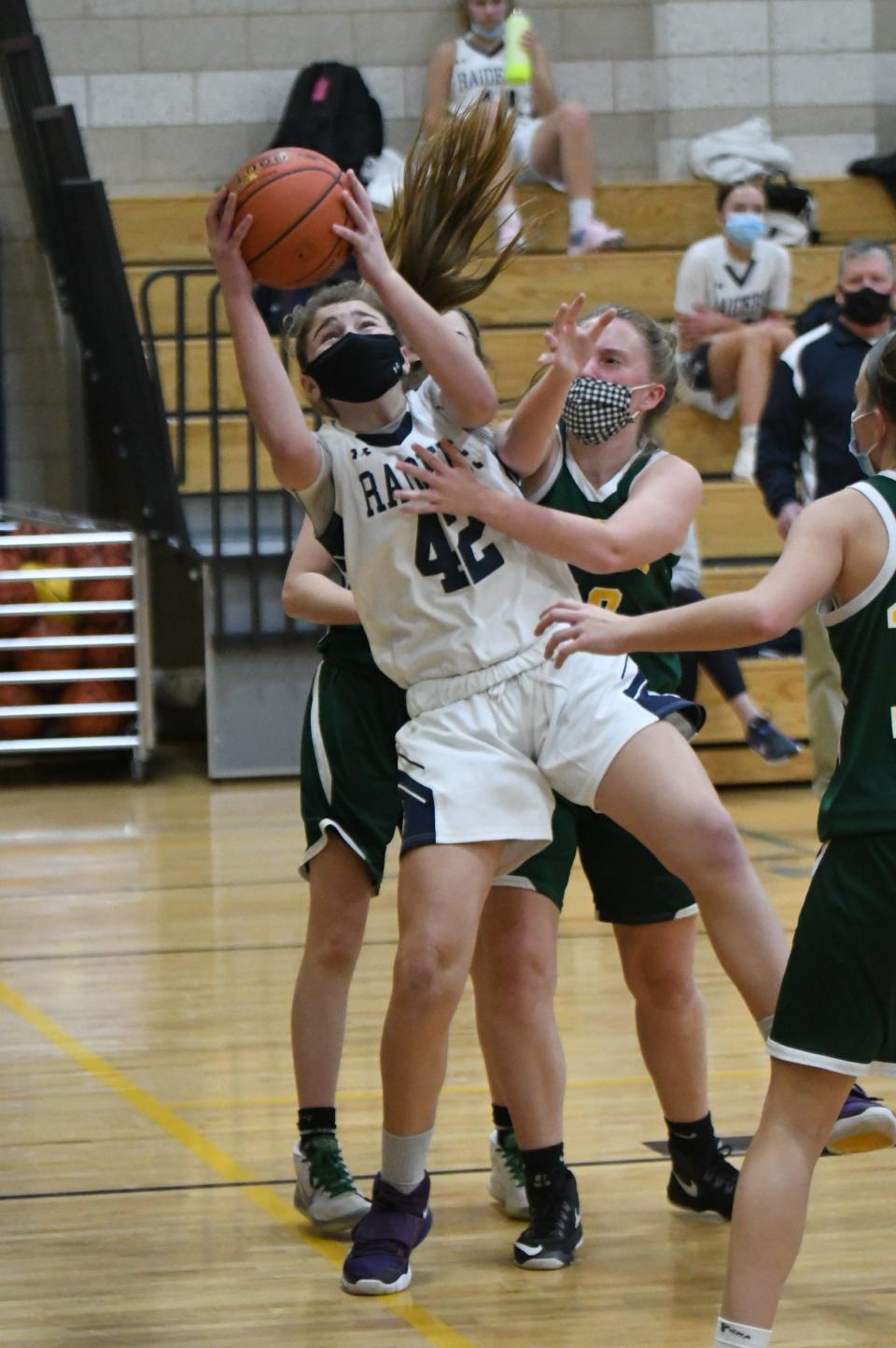 Somerset Berkley's Bella Nugent grabs a rebound last season's game against Dighton-Rehoboth