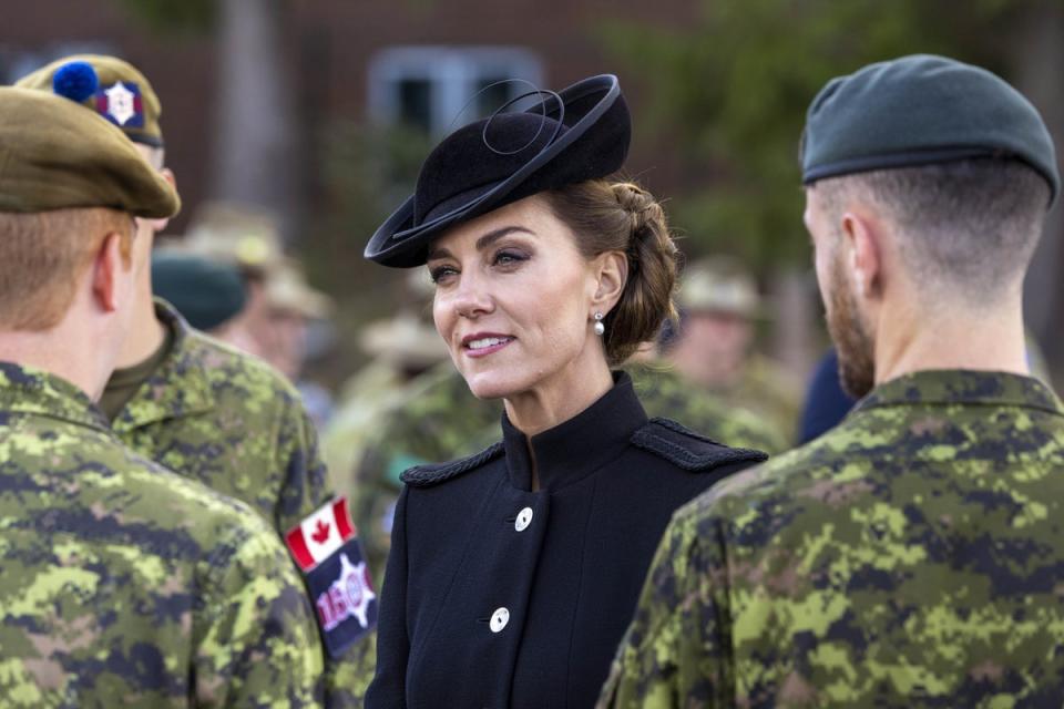 The Princess of Wales talking to members of the Canadian military (Jonathan Buckmaster/Daily Express) (PA Wire)