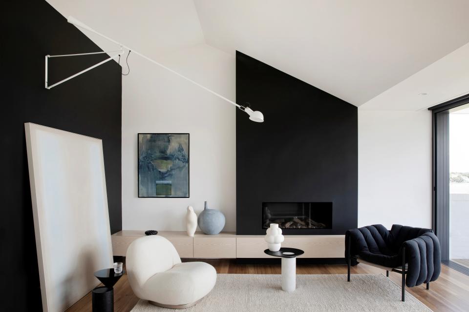 white and black minimalist living room