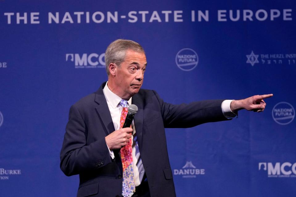 Nigel Farage will instead focus on Donald Trump’s bid to return to the White House (Copyright 2024 The Associated Press. All rights reserved)