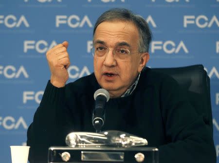 Fiat Chrysler Automobiles CEO Sergio Marchionne speaks during the North American International Auto Show in Detroit, Michigan, U.S., January 9, 2017. REUTERS/Rebecca Cook