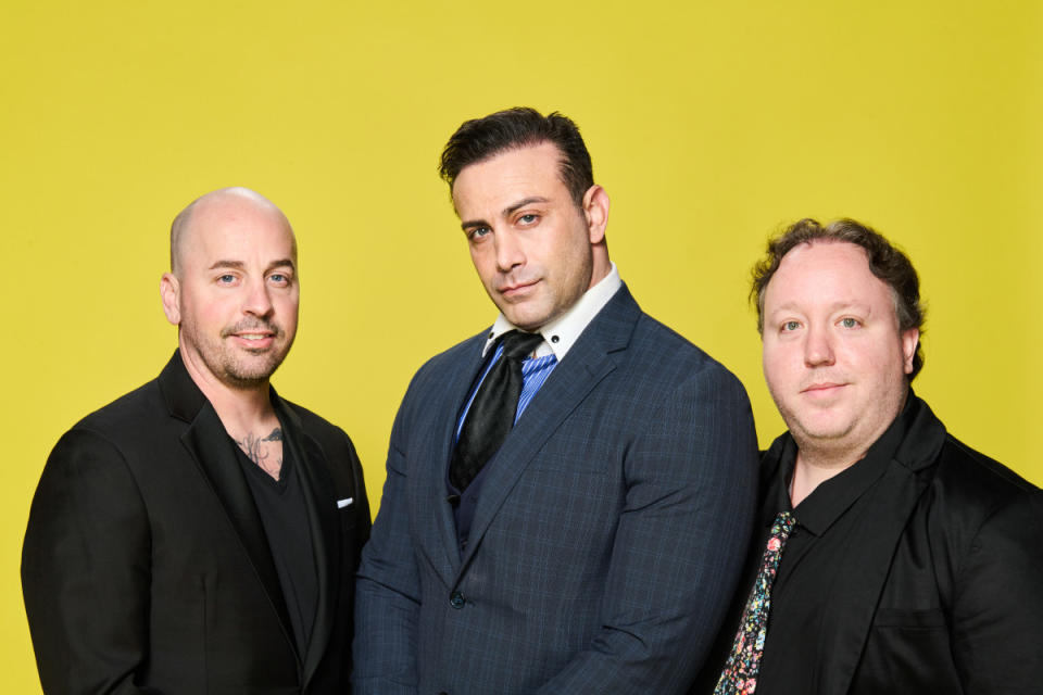 <p>Cara Robbins/Getty Images for Family Film and TV Awards</p><p>Chauncey Leopardi, Marty York and Shane Obedzinski at the Family Film And TV Awards 2024.</p>