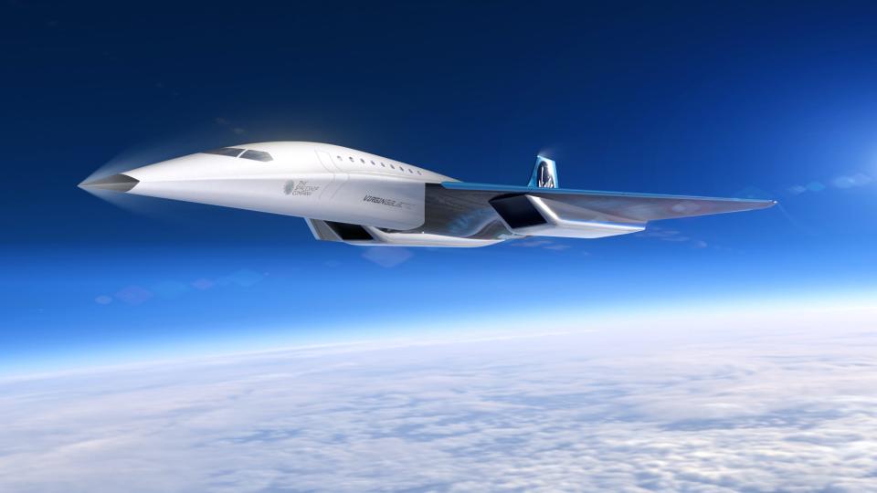 illustration virgin galactic supersonic mach 3 jet airplane high speed aircraft rolls royce 3