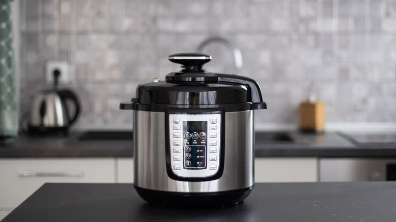 Pressure cooker on counter