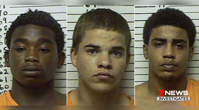 James Edwards Jr (left) was 15 at the time, Michael Jones (middle) was 17 and Chancey Luna (right) was 16 when the committed he shot Chris. Photo: 7 News