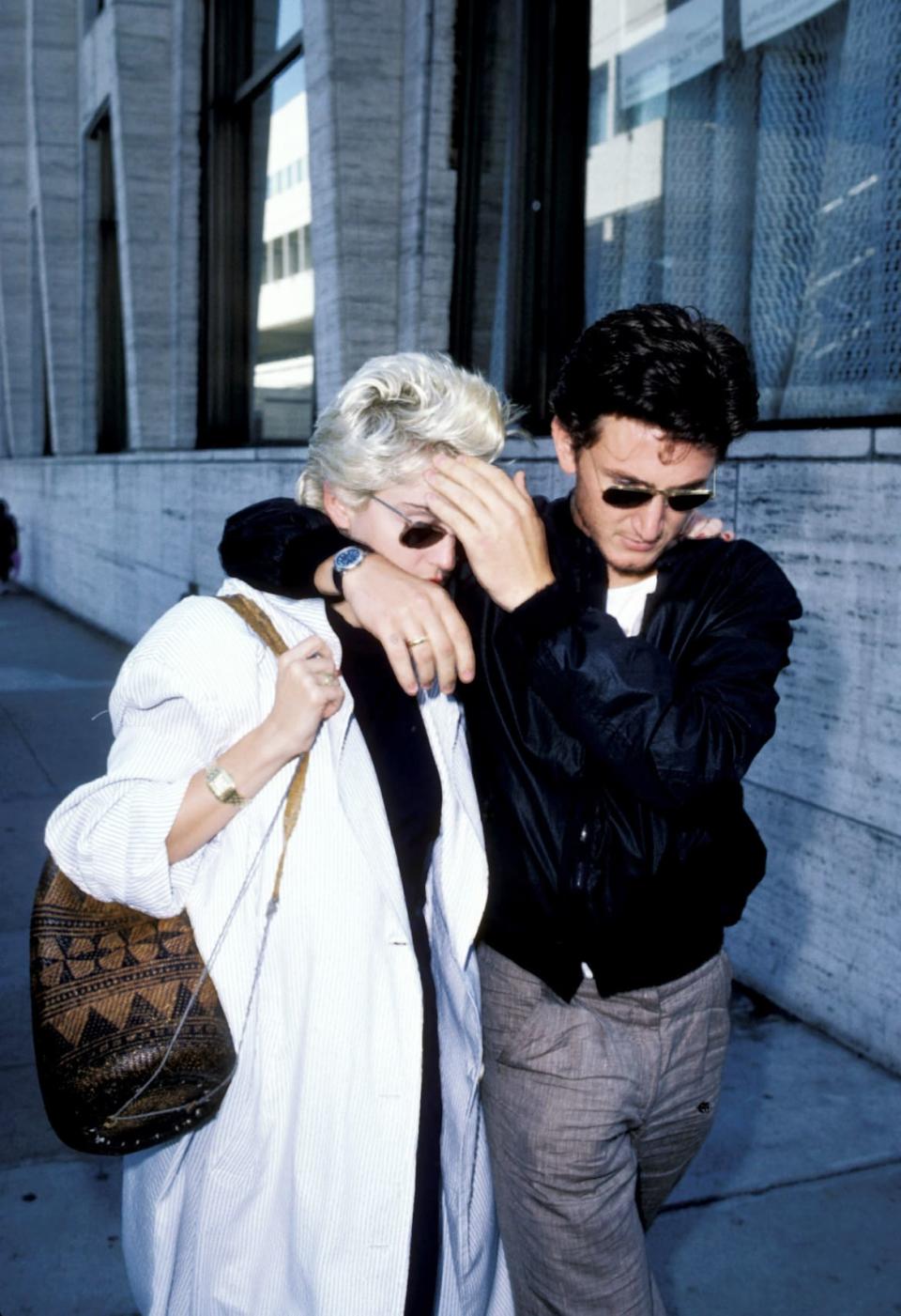 <div class="inline-image__caption"><p>Actor Sean Penn and singer Madonna leave the Mitzi E Newhouse at Lincoln Center, New York, New York, August 13, 1986. They were on a break during rehearsals for the Lincoln Center Workshop's production of 'Goose and Tomtom.' </p></div> <div class="inline-image__credit">Ron Galella / Ron Galella Collection / Getty</div>