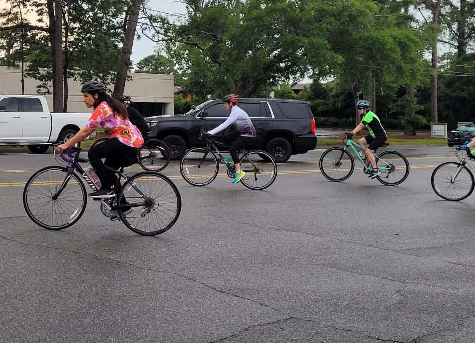 The West Florida Wheelman bicycling club hosted a Ride of Silence on May 17, to raise awareness about bicycle safety and the numbers of cyclists killed or injured.  They started from Pensacola State College.