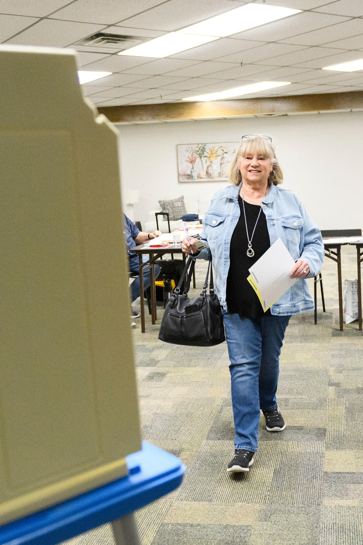 Connie Vickers casts her vote (Michael Noble Jr. for NBC News)