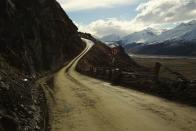 The winding road leading up to Treble Cone ski resort in Wanaka, New Zealand.