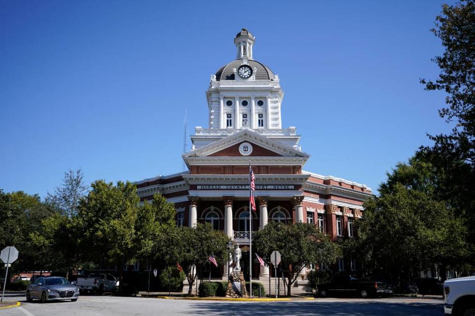 The Morgan County courthouse is seen in Madison, Ga., on Wednesday, Oct.14, 2020. (AP Photo/John Bazemore) / John Bazemore/AP
