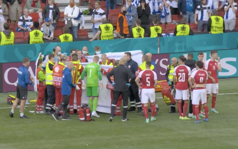 Denmark vs Finland, Euro 2020 live: Match suspended after Christian Eriksen collapses on pitch  - Tele pics