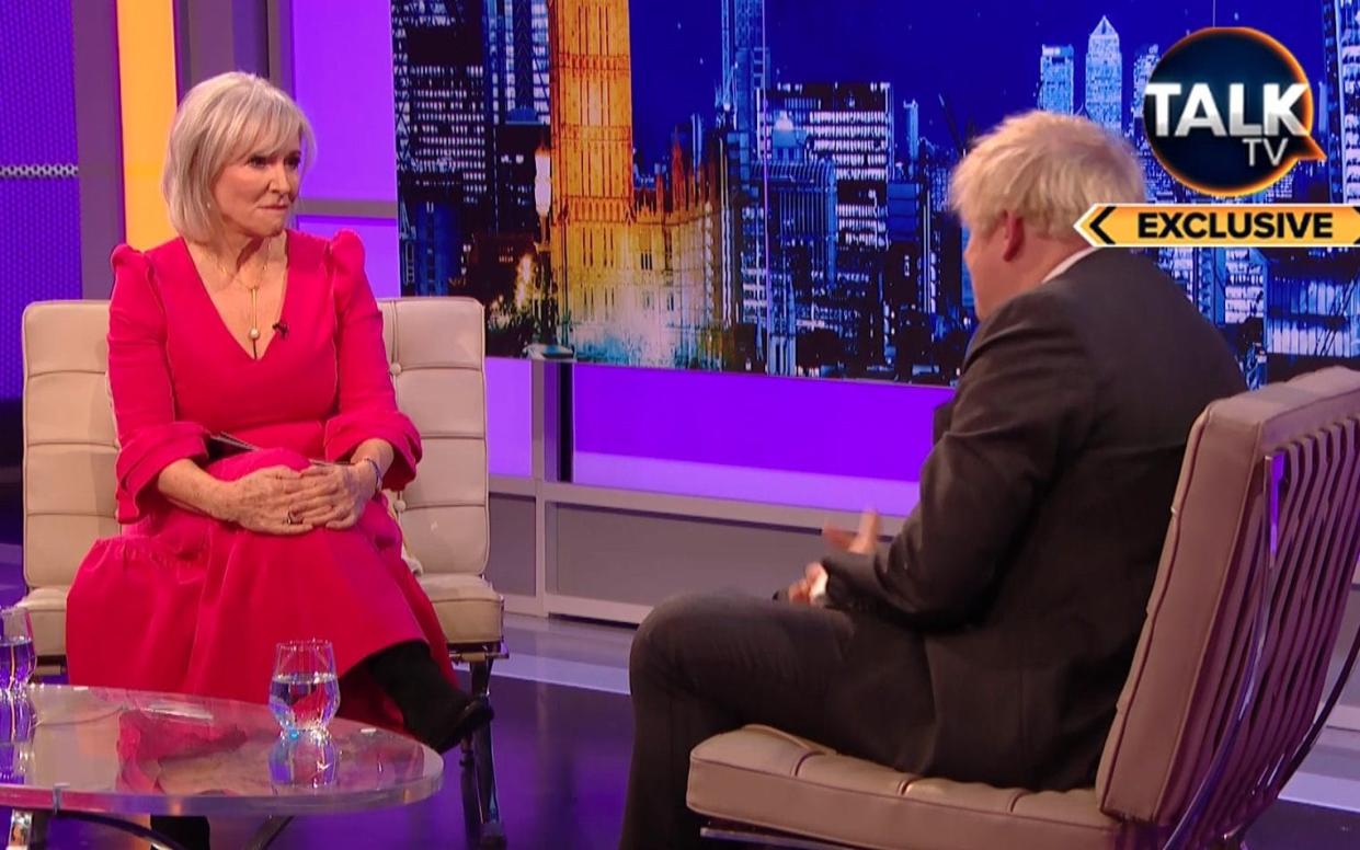 Nadine Dorries interviewed Boris Johnson in her first Friday night show - TalkTV