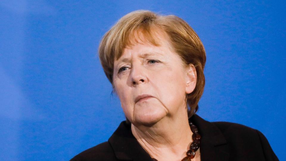 Bundeskanzlerin Angela Merkel Ende März bei einer Pressekonferenz im Kanzleramt.