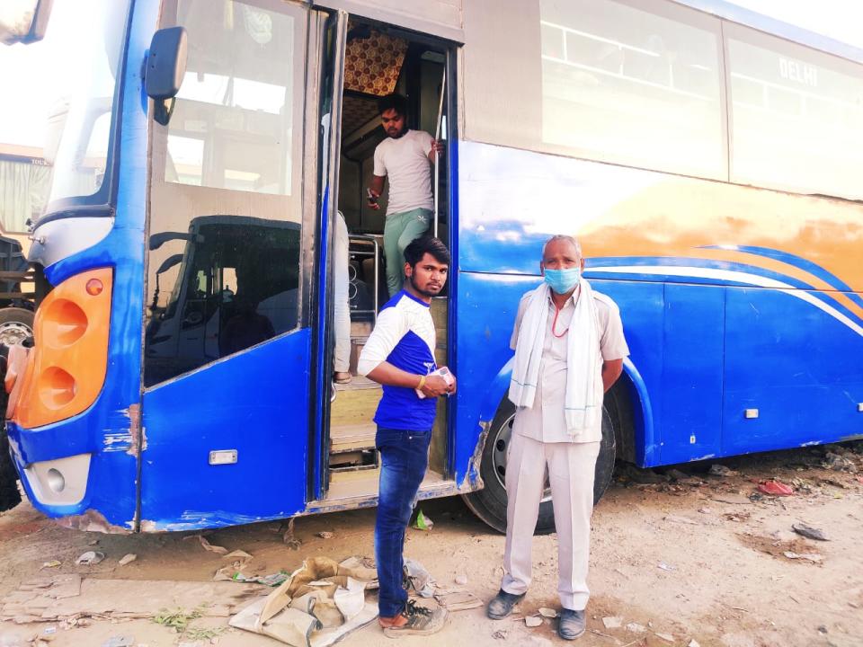 Dinesh Kumar, 25, ready to board the interstate bus at Anand Vihar Bus Terminal in DelhiNamita Singh/The Independent