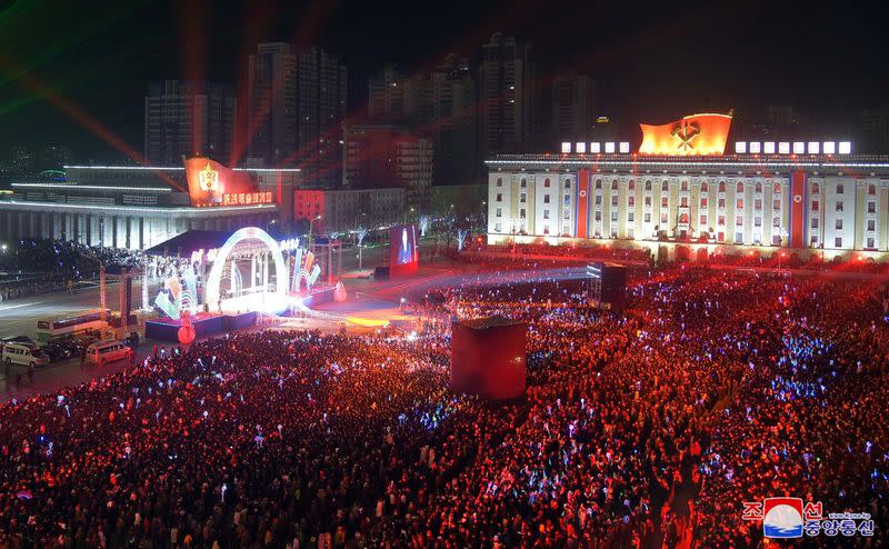 People attend New Year celebrations in Pyongyang