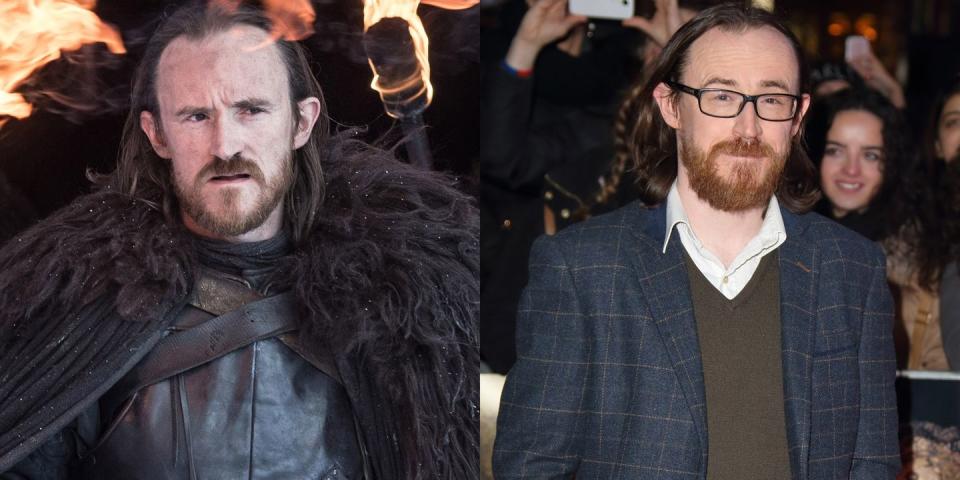 <p>From left: Crompton as Dolorous Edd in Season 7, Episode 1, "Dragonstone"; Crompton at a Season 5 screening on March 14, 2016.</p>