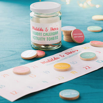 Personalised advent calendar activity tokens jar