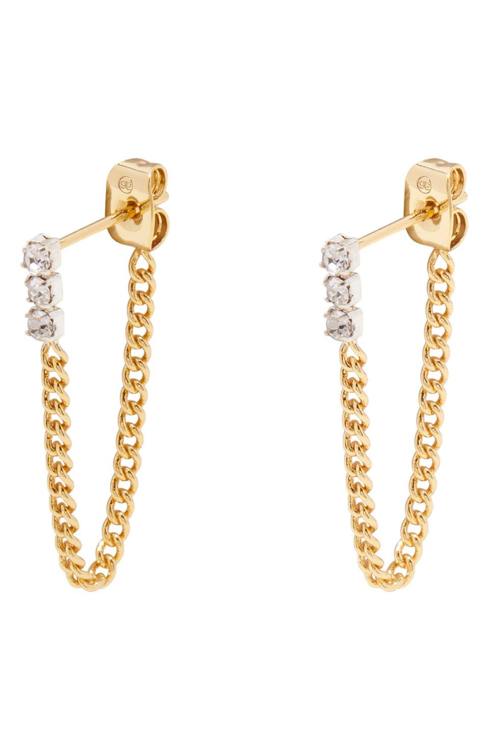 8) Wilder Shimmer Chain Huggie Hoop Earrings