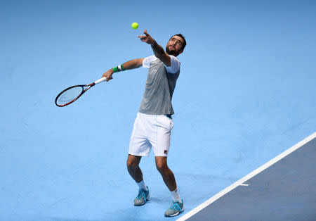 Tennis - ATP Finals - The O2, London, Britain - November 12, 2018 Croatia's Marin Cilic in action during his group stage match against Germany's Alexander Zverev Action Images via Reuters/Tony O'Brien