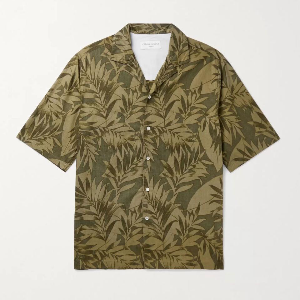 Eren Camp-Collar Printed Cotton-Voile Shirt