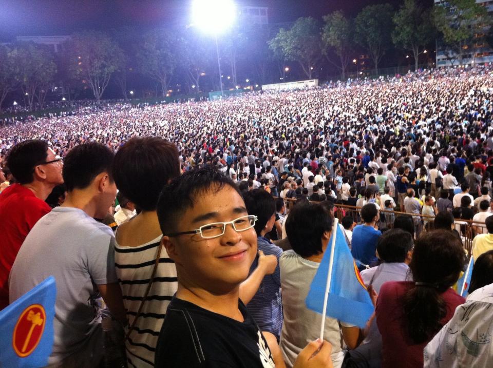 The author at a Workers' Party rally in Yishun Stadium during the GE 2011 hustings. (PHOTO: Sean Lim)