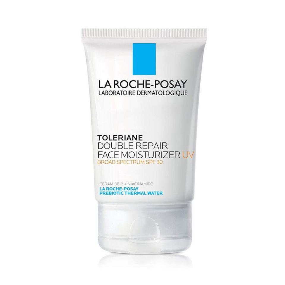 <p><strong>La Roche-Posay</strong></p><p>ulta.com</p><p><strong>$22.99</strong></p><p><a href="https://go.redirectingat.com?id=74968X1596630&url=https%3A%2F%2Fwww.ulta.com%2Fp%2Ftoleriane-double-repair-face-moisturizer-uv-spf-30-xlsImpprod15681007&sref=https%3A%2F%2Fwww.bestproducts.com%2Fbeauty%2Fg43170219%2Fbest-spf-moisturizer%2F" rel="nofollow noopener" target="_blank" data-ylk="slk:Shop Now;elm:context_link;itc:0;sec:content-canvas" class="link ">Shop Now</a></p><p>Saunders is obsessed with the original Toleriane Double Repair Face Moisturizer, and this version with SPF is just as fantastic. </p><p>Made with ceramides, niacinamide, glycerin, French thermal water, and prebiotics, it's like a tall glass of water for the skin. It's also oil-free and non-comedogenic, meaning those with oily, combination, and acne-prone skin won't have to worry about breaking out from an overly greasy formulation. </p><p>It provides just the right amount of moisture and sun protection, and leaves her skin looking (and feeling) healthier and well-balanced.</p>