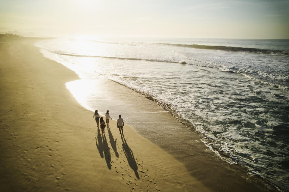 A family on a beach