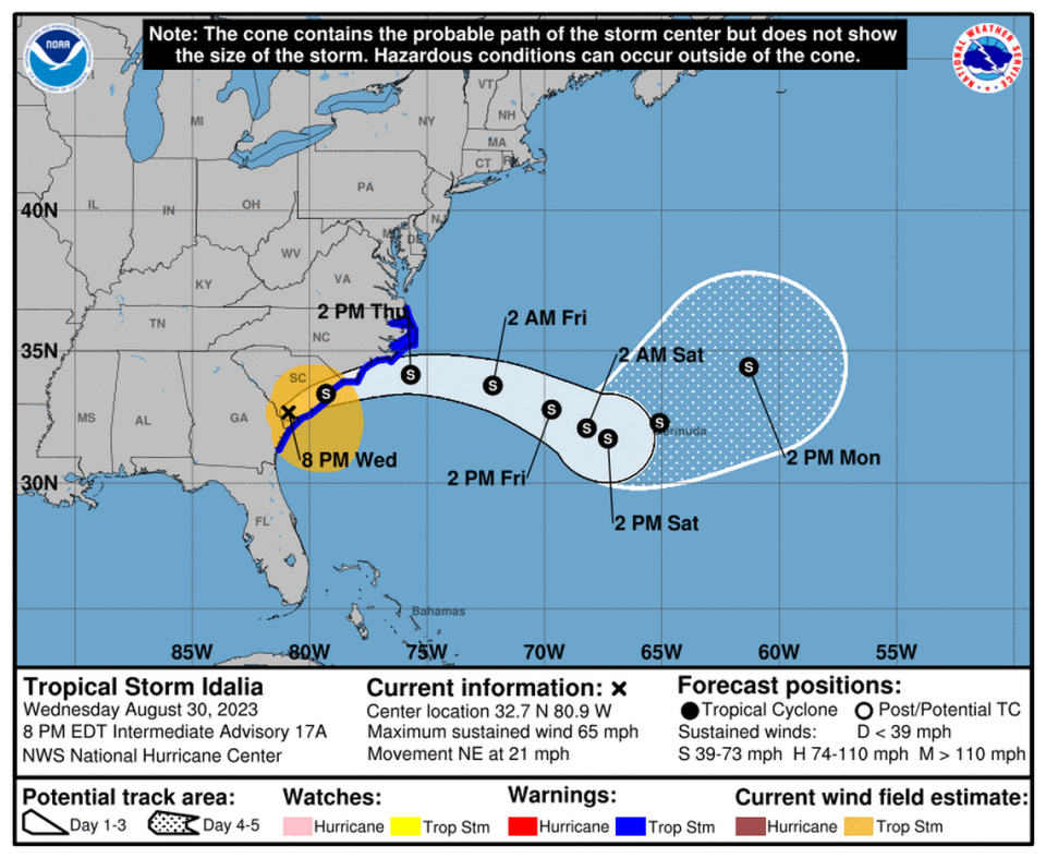 Tropical Storm Idalia is moving along South Carolina’s coast.