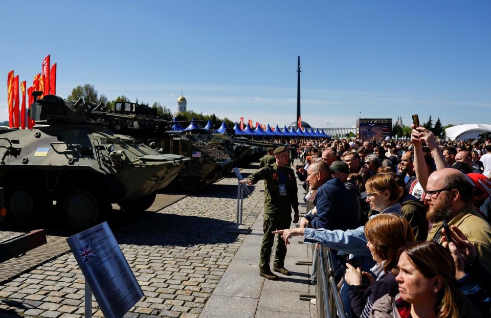 2024年5月1日，在俄羅斯莫斯科勝利公園展出的西方軍武。路透社