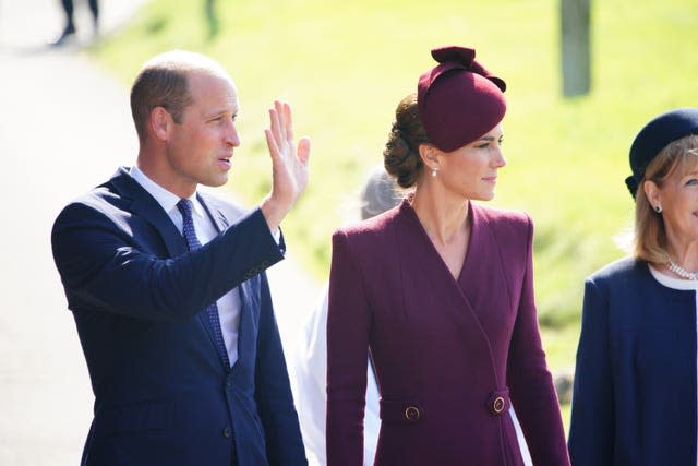 The Prince and Princess of Wales arrive at St Davids Cathedral, Haverfordwest, Pembrokeshire, West Wales