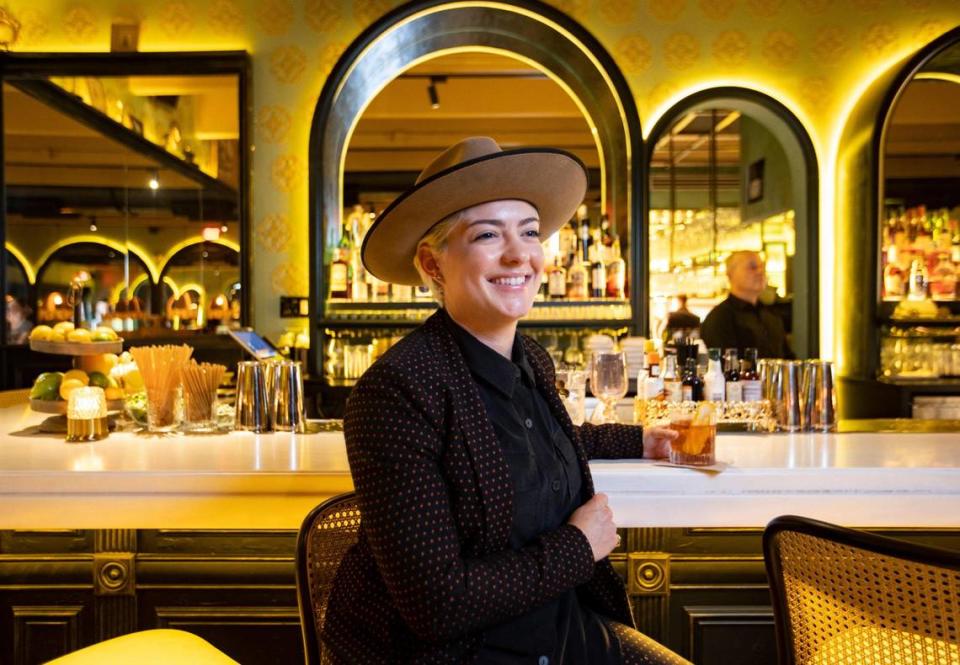 Chef Eileen Andrade poses at the bar of her restaurant, Amelia’s 1931, on Thursday, June 15, 2023, in Miami, Florida.
