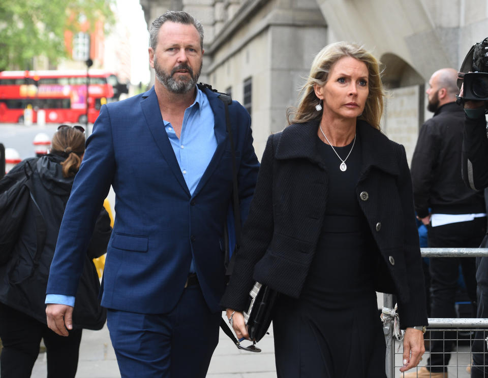 Mark and Julie Wallace, parents of victim Sara Zelenak, arrive for the opening day of the inquest into the London Bridge terror attack on Tuesday. Source: AAP