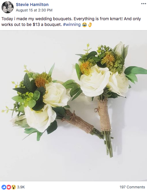 Kmart Mums of Australia wedding bouquet hack 