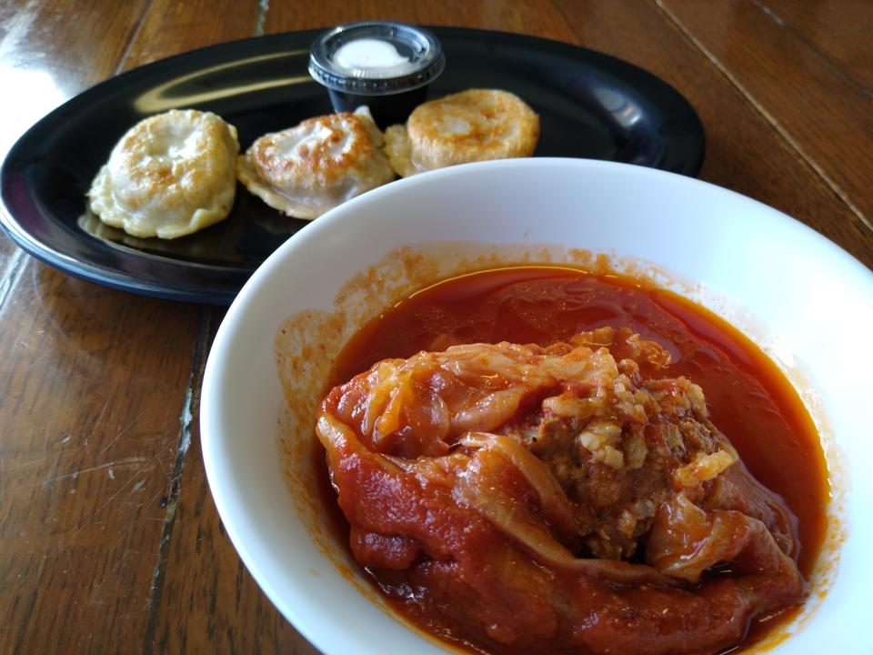 Stuffed cabbage and pierogies are served at Pierogies of Cleveland Cafe & Market in Richfield.