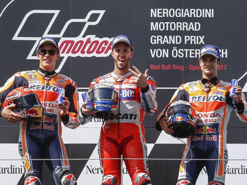 Dovizioso celebrates winning his third race of the season for Ducati (Getty)