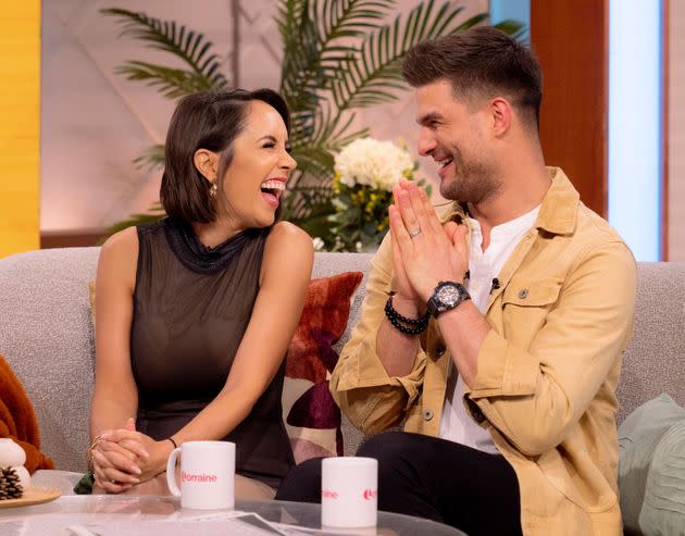 Janette Manrara and Aljaž Škorjanec on the set of Lorraine