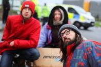 Extinction Rebellion activists protest outside Amazon Fulfilment Centre in Altrincham