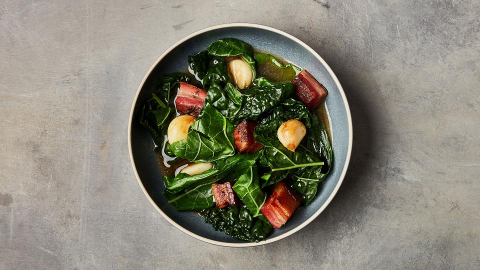 We can thank chef Cal Peternell for these braised greens.