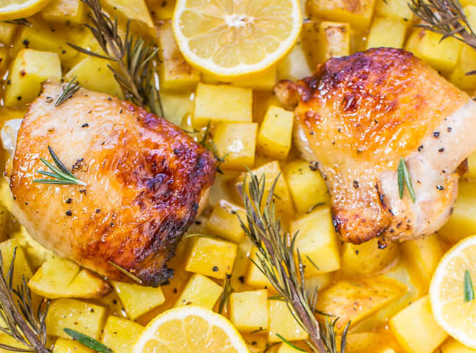 One-Pan Honey Lemon Chicken with Roasted Potatoes