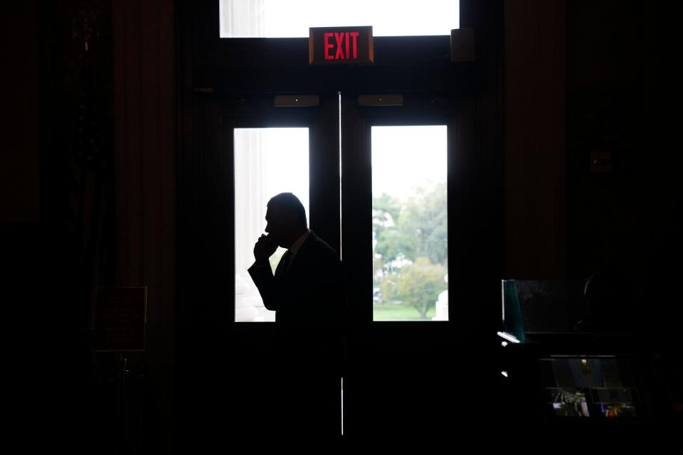 Sen. Alex Padilla (D-Calif.) is seen in the U.S. Capitol on Sept. 29, 2023.