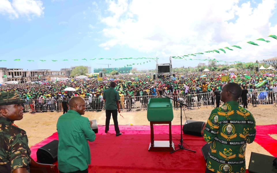 Tanzania's President John Magufuli addresses his supporters during his Presidential campaign rally  - REUTERS