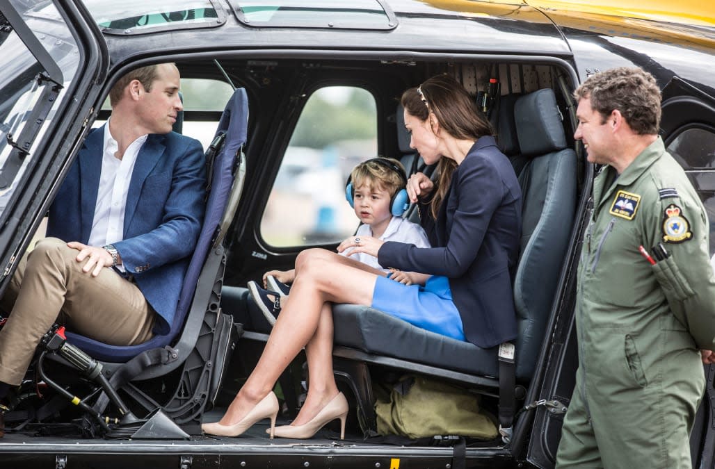 Kate Middleton, Prince George and Prince William hop in a helicopter
