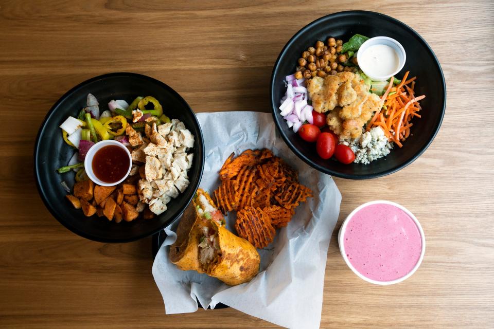 Clean Eatz offers health-concious meals like the build your own bowl buffalo chicken wrap and black and blue salad.