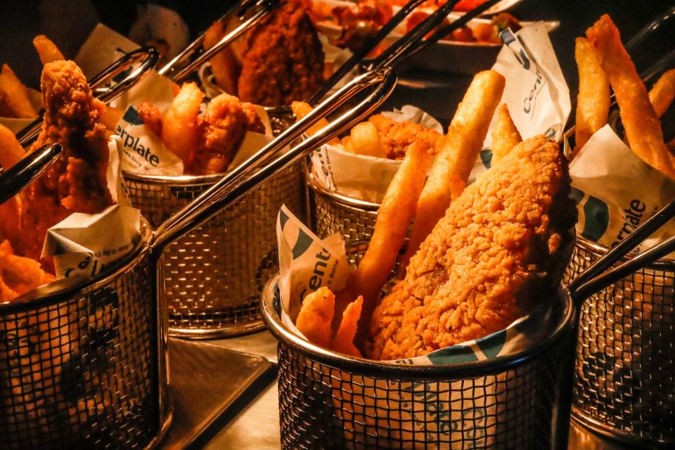 The Indianapolis Colts showcase the new veggie chicken tenders for the 2021-22 season at Lucas Oils Stadium in Indianapolis.