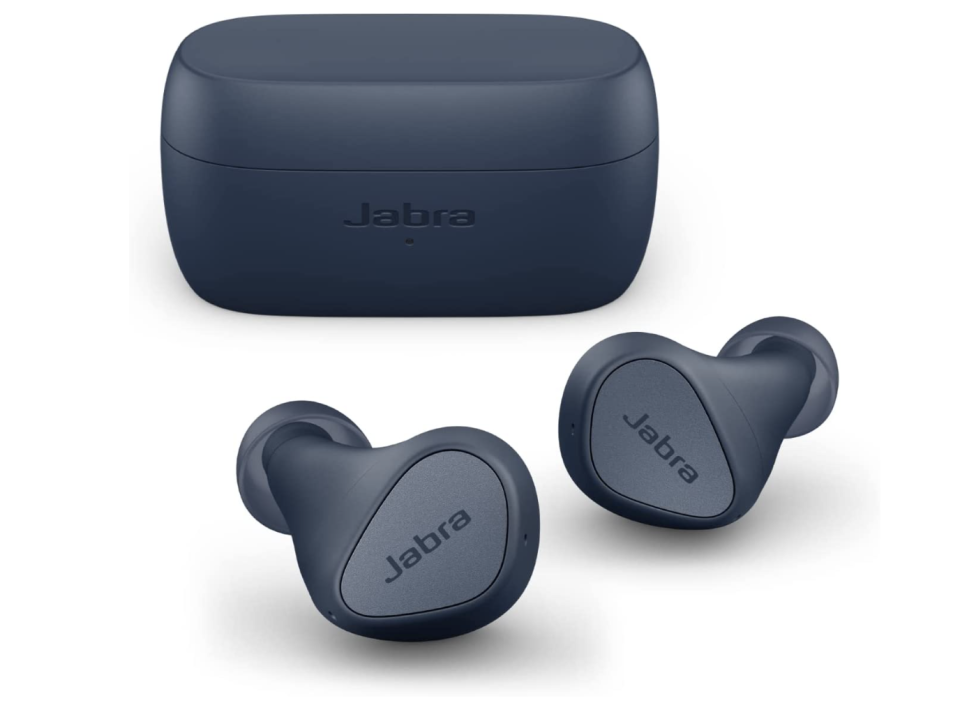 A photo of Jabra Elite 3 Earbuds – Noise Isolating Bluetooth In Ear Sweatproof Headphones with Long Battery Life for True Wireless Calls and Music – Navy.